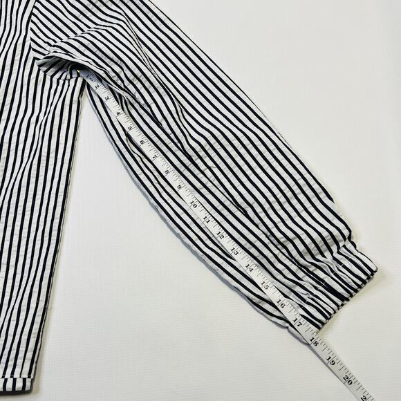 Esprit Jacket Womens Medium Black White Striped Button Up Drawstring Lightweight - Picture 13 of 13